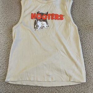 Hooters Cream and Orange Tank Top Casual Sleeveless